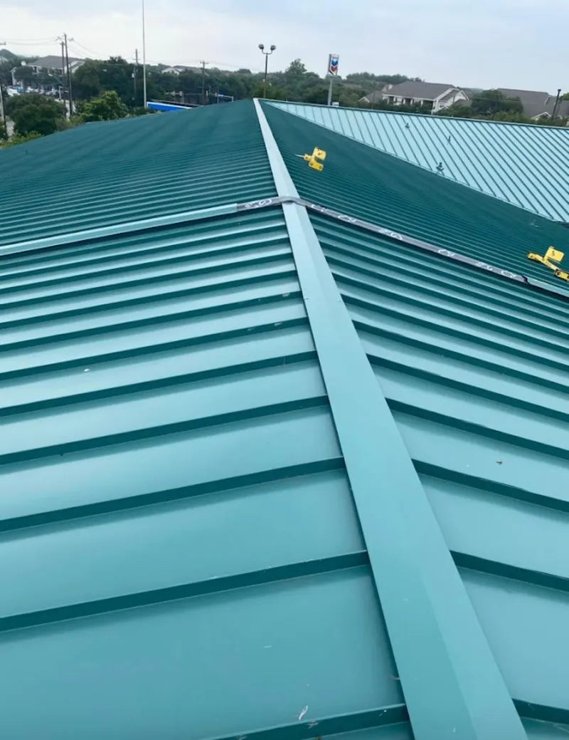 Green commercial metal roof ridge and valley for Metal Roof Repair in Lawrenceburg